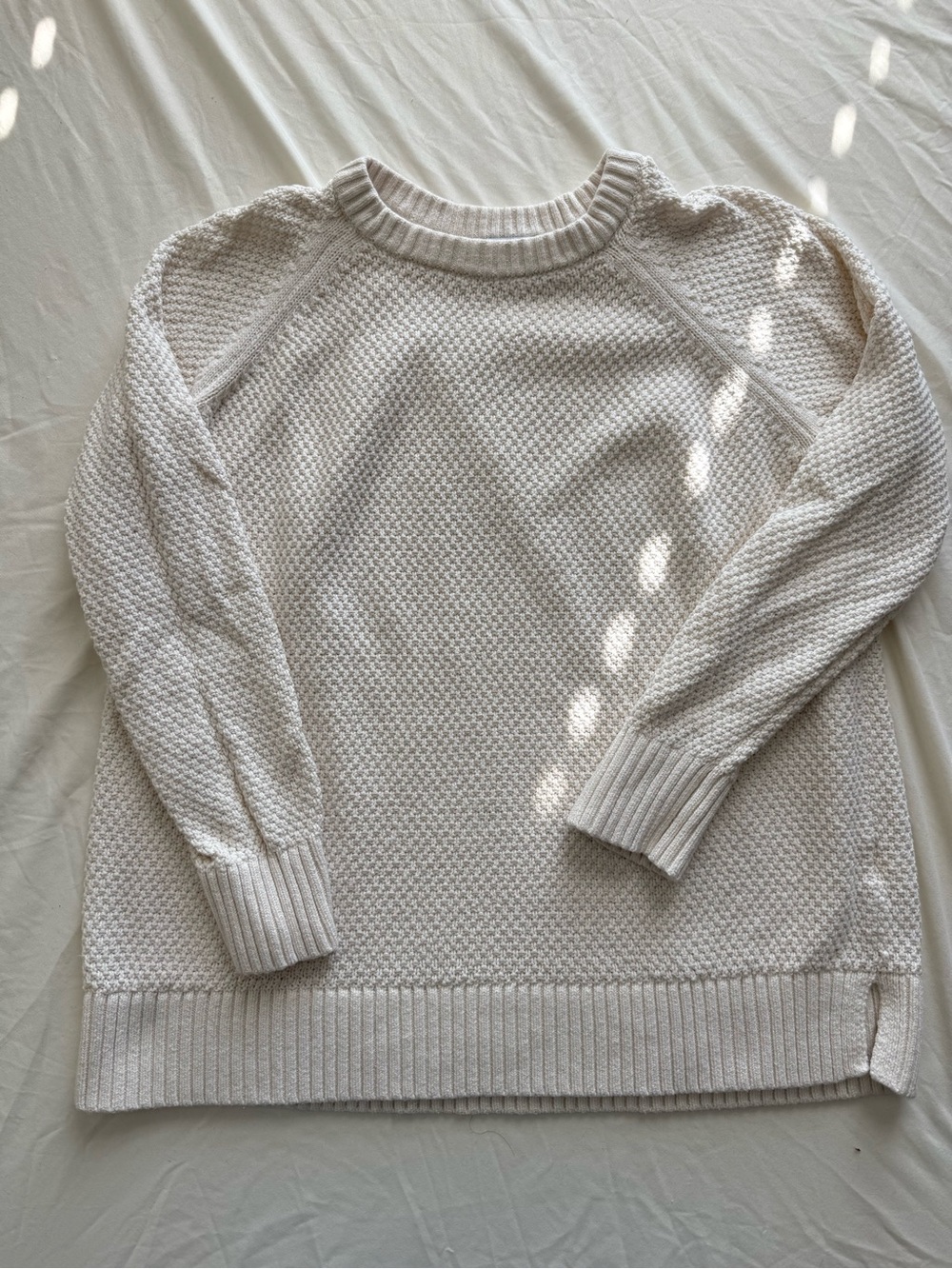 Old Navy Small Casual Crewneck Cream Knit Sweater Grandma Coastal Cabin Cozy